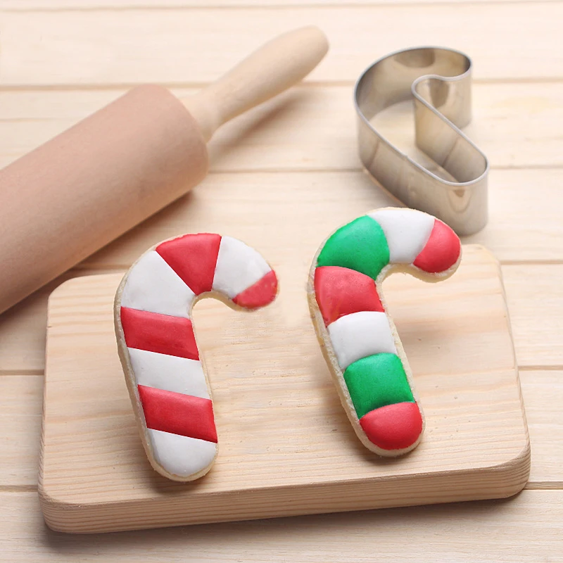 Christmas Candy Cane Cookies Stencils Pancake Biscuit Cutter Helper Coffee Draw Mold Fondant Patisserie Kitchen Baking Tools |
