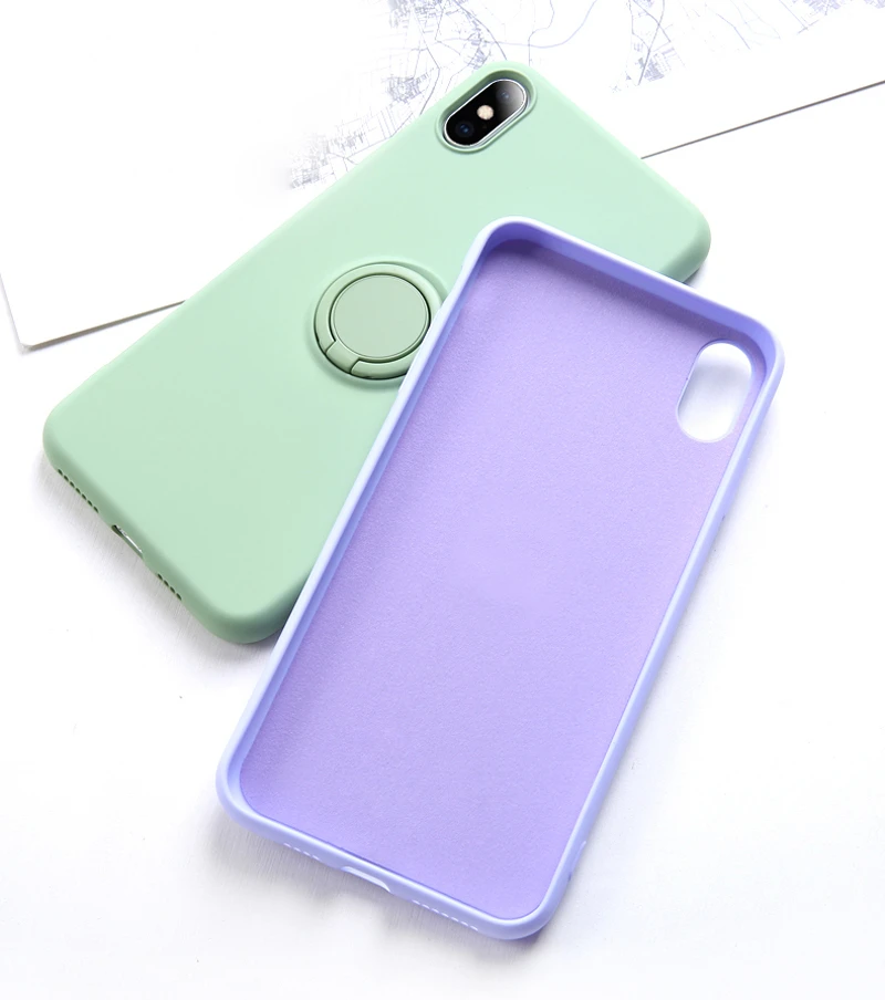 Роскошный мягкий жидкий силиконовый чехол для iPhone 11 Pro Max XS X 7 8 6 S 6 S XR подставка кольцо держатель тонкий чехол для iPhone11 Pro Чехол