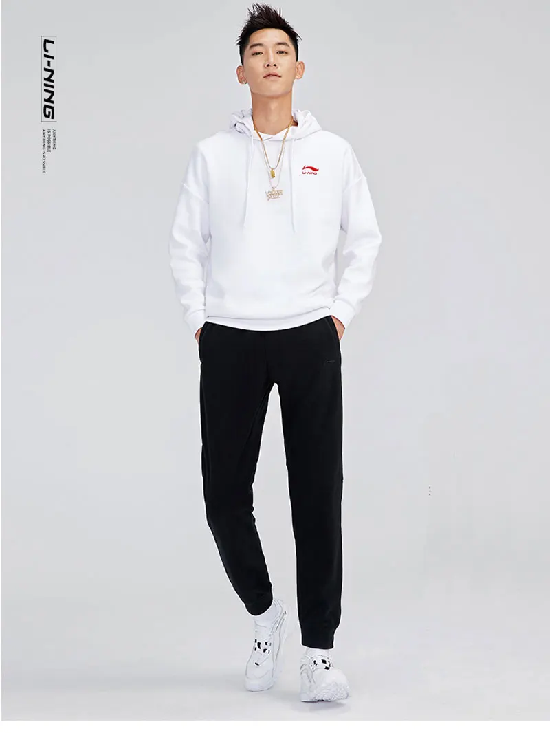 Li-Ning, мужские тренировочные спортивные штаны, полиэстер, теплый флис, Стандартный крой, карманы, подкладка, спортивные штаны, брюки AKLN963 MKY442