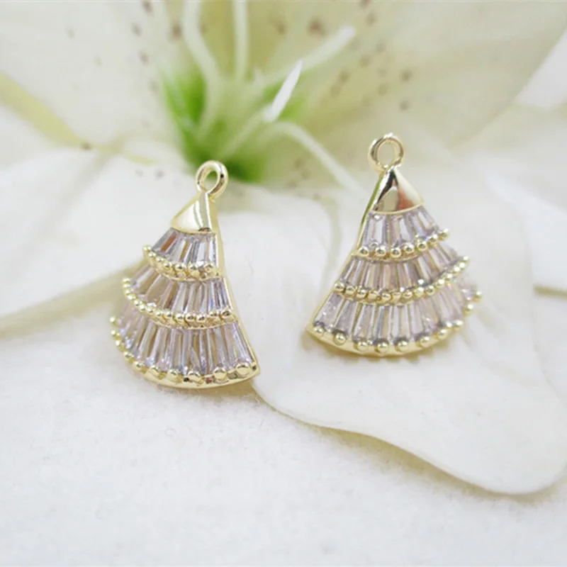 K цвет золото инкрустированные циркон медный вентилятор Подвески полые золотые