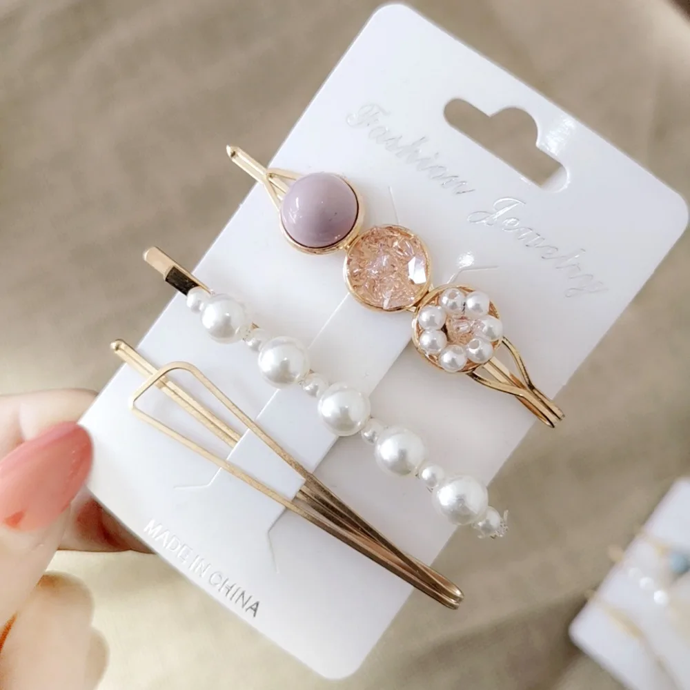 Корейская мода Ulzzang для девушек жемчужные металлические украшения волос наборы