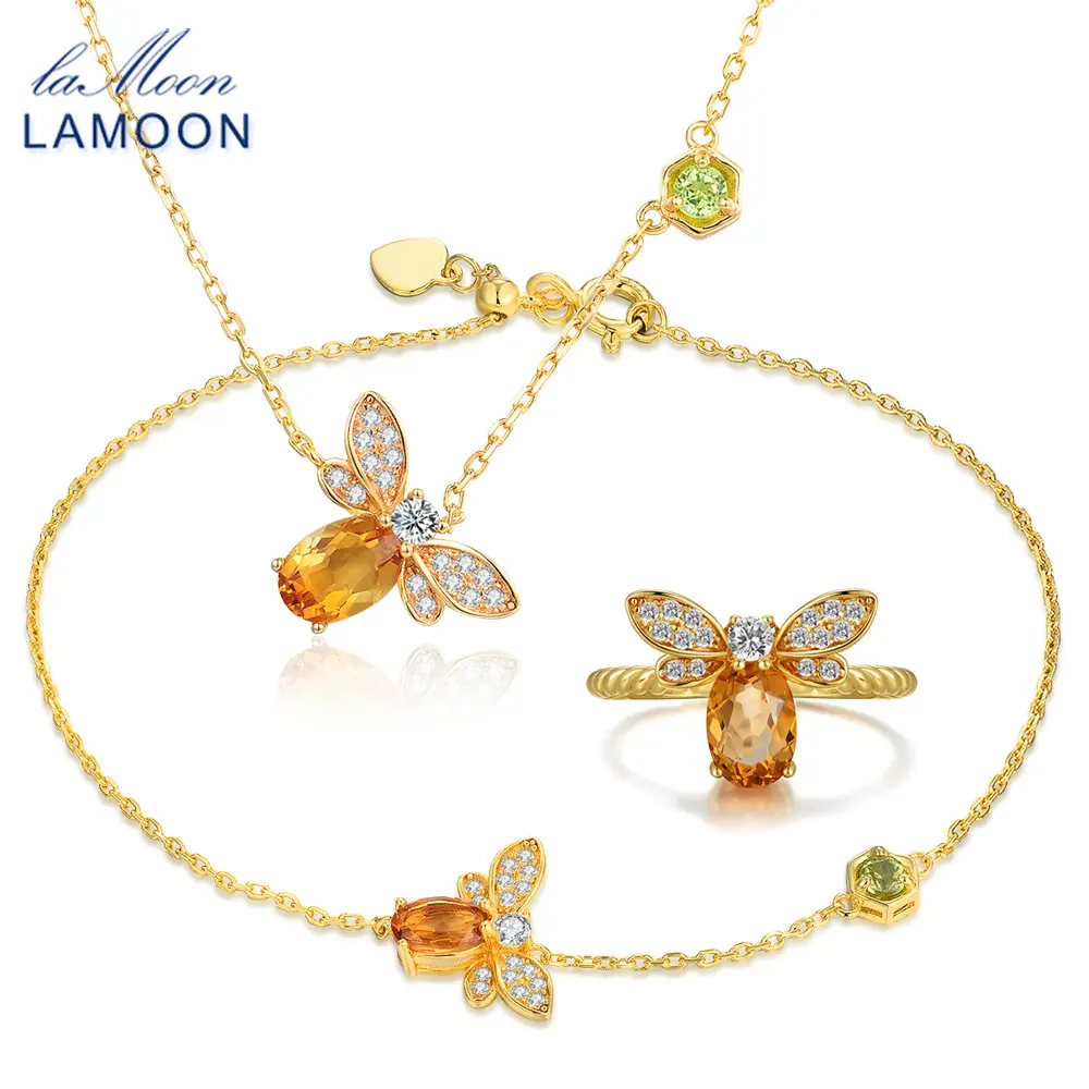 Ювелирный Комплект из серебра 100% пробы 5x7 мм 1 карат|jewelry sets|citrine sterling silverset 925 |