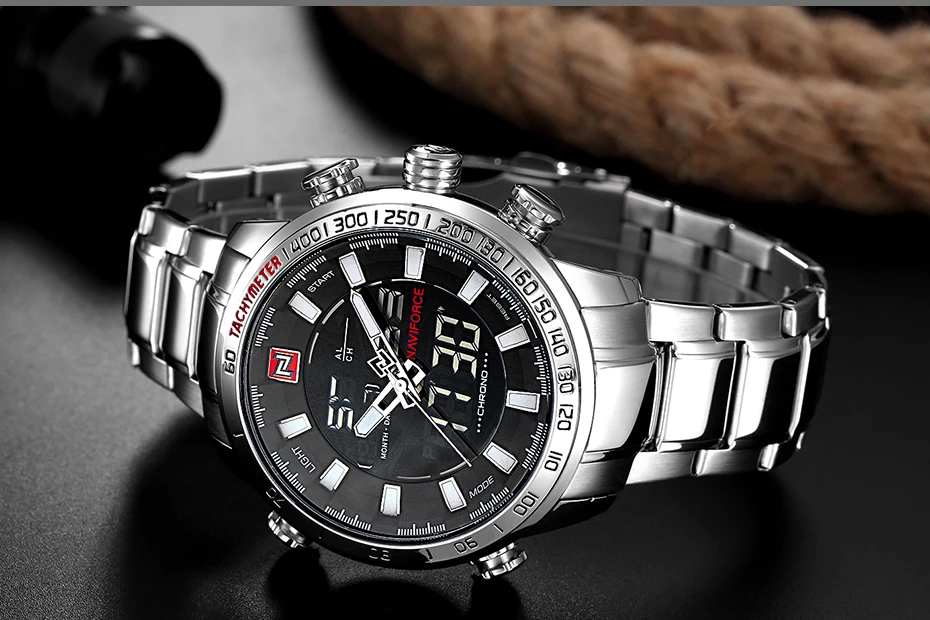 NAVIFORCE Luxury Brand Men Military Sport Watches Men's Digital Quartz Clock Full Steel Waterproof Wrist Watch relogio masculino