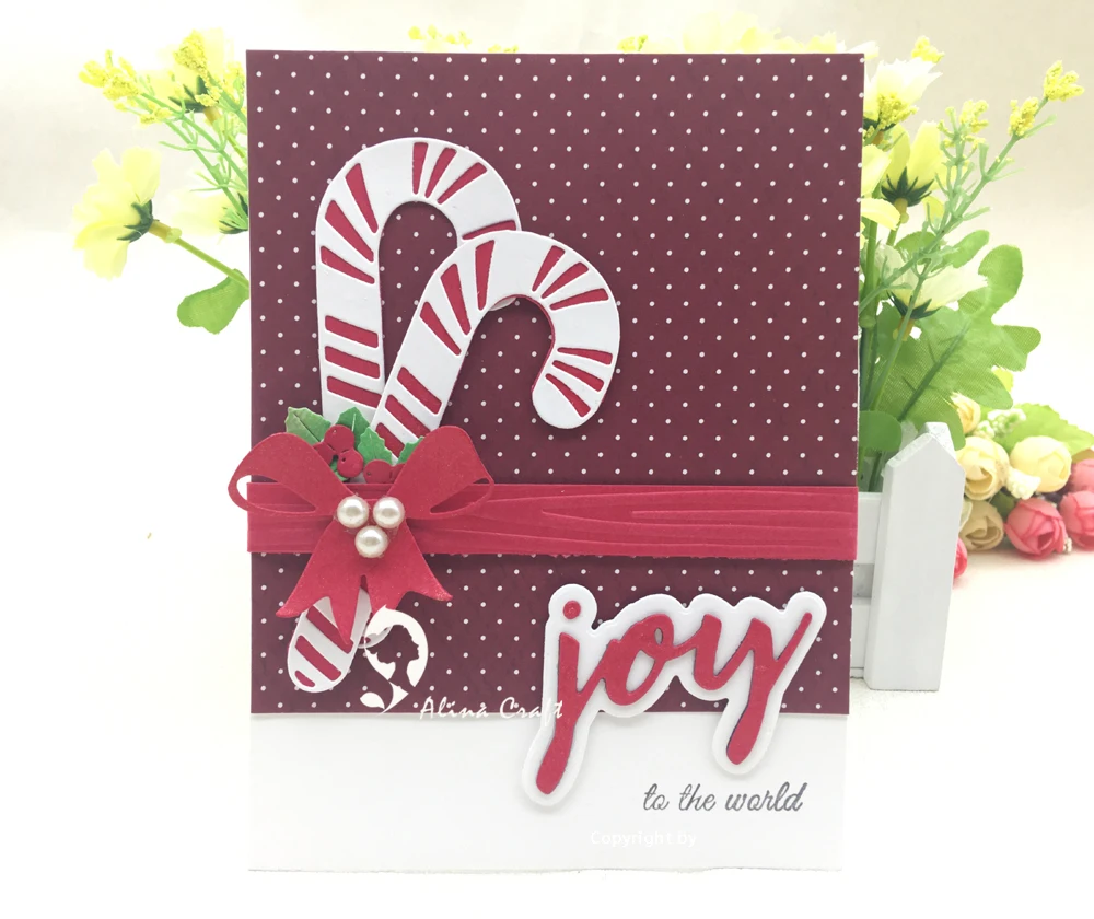 AlinaCraft METAL CUTTING DIES cut 6pc christmas candy cane stick bow Scrapbook paper craft card album punch stencil art cutter | Дом и сад