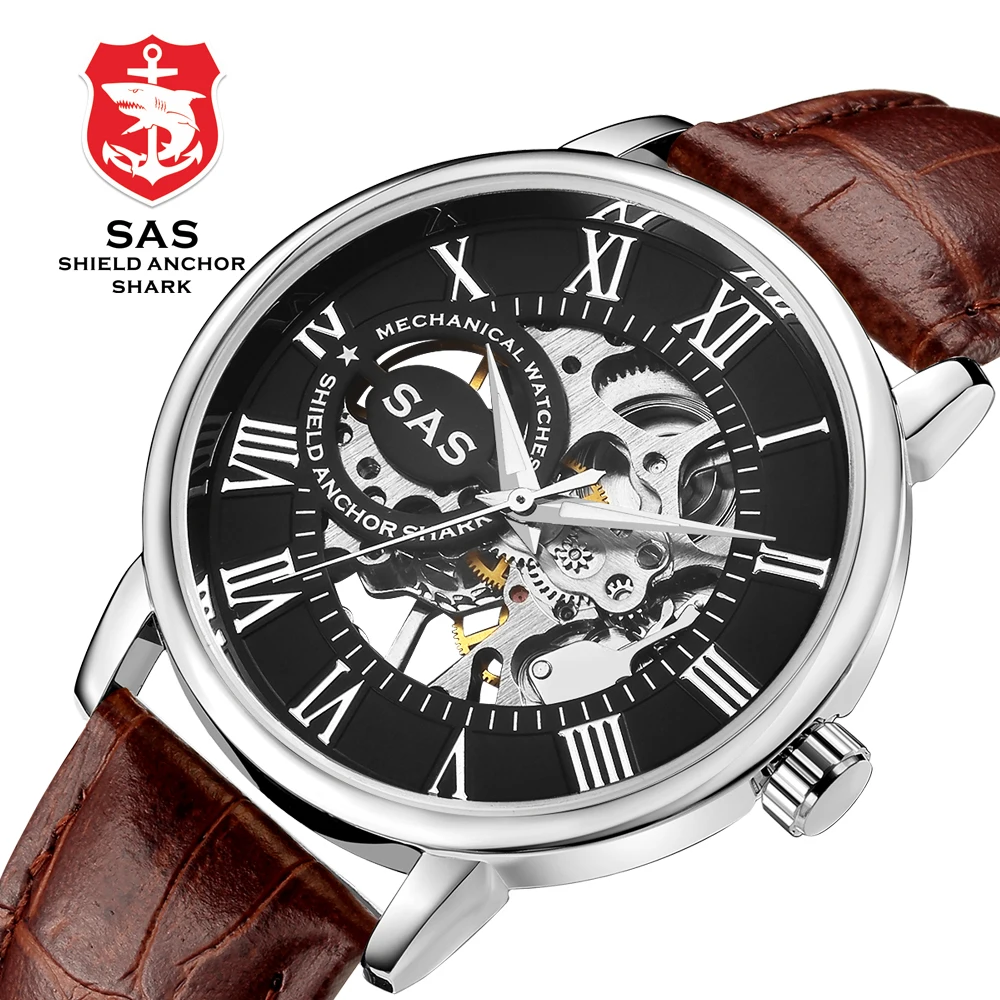 Дизайнерские классические мужские механические наручные часы с ручным заводом