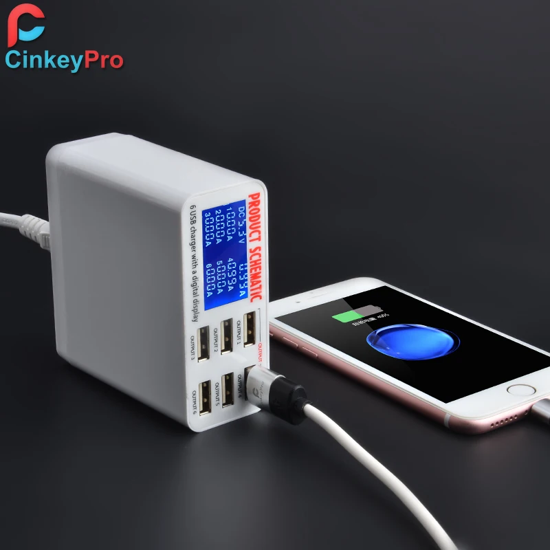 CinkeyPro светодиодный Дисплей 6-Порты USB Зарядное устройство для samsung iPhone iPad быстрой
