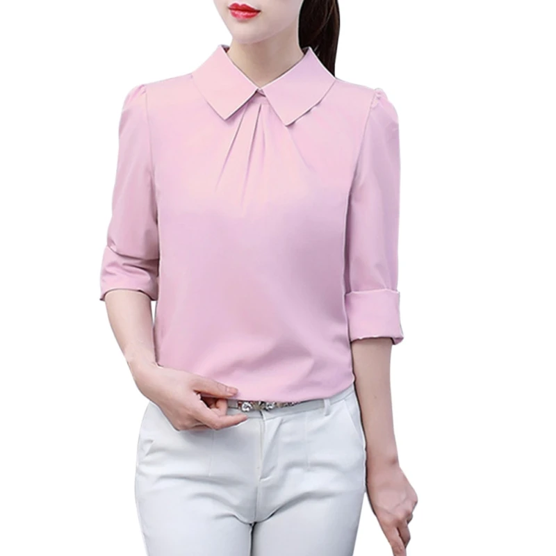 Women Tops Blouses Shirts New Fashion Top Femme Turn-Down Collar Long Sleeve White Blouse