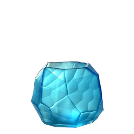 blue 10x10x6.5cm S Цветная стеклянная ваза Ручная шлифовка резная Современная стильная настольная ваза для цветов геометрические Свадебные вазы декоративные для дома аксессуары - Цвет: blue 10x10x6.5cm S
