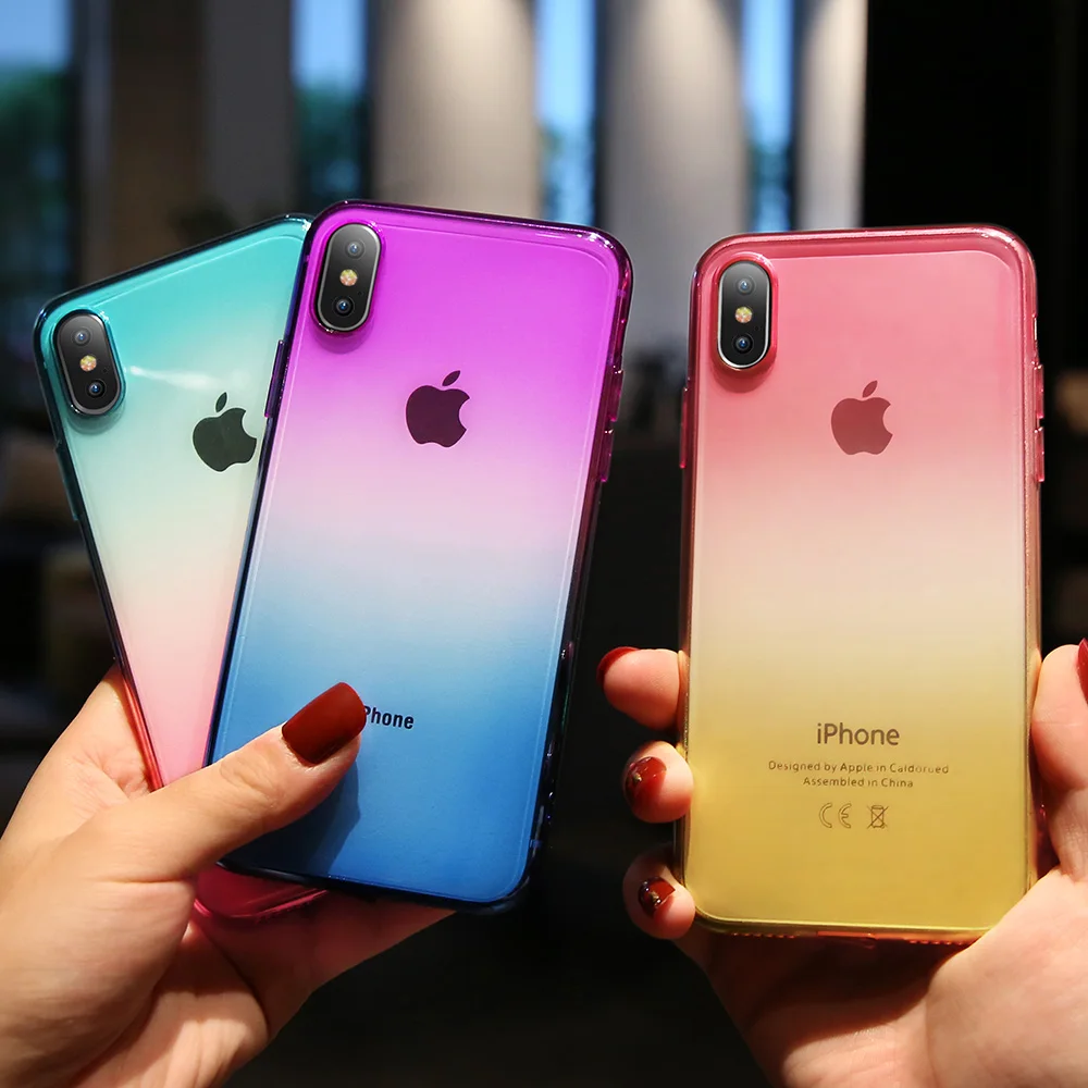 KISSCASE мягкий градиентный ТПУ чехол для iPhone XS Max XR X роскошный Ультратонкий 6 S Plus 8 7