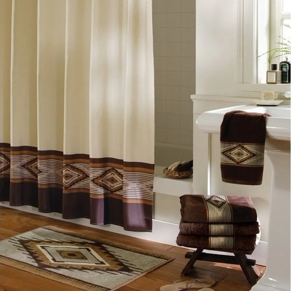 Штора для душа из полиэстера Aubrey коричневая декоративная устойчивая к плесени