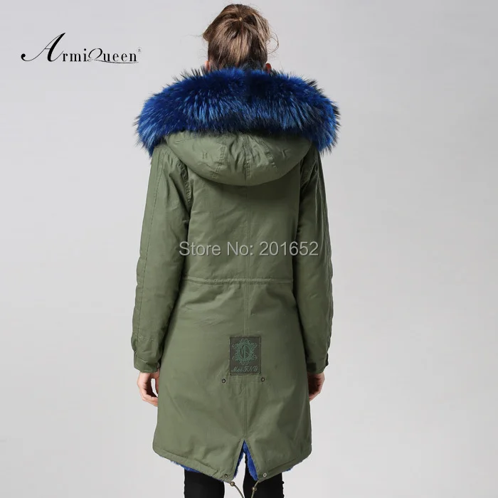 Женская зимняя теплая парка из енота Высококачественная искусственного меха