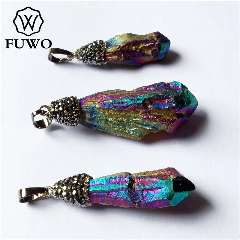 FUWO модный титановый кварцевый кулон Aura с кристаллом выложенный натуральный
