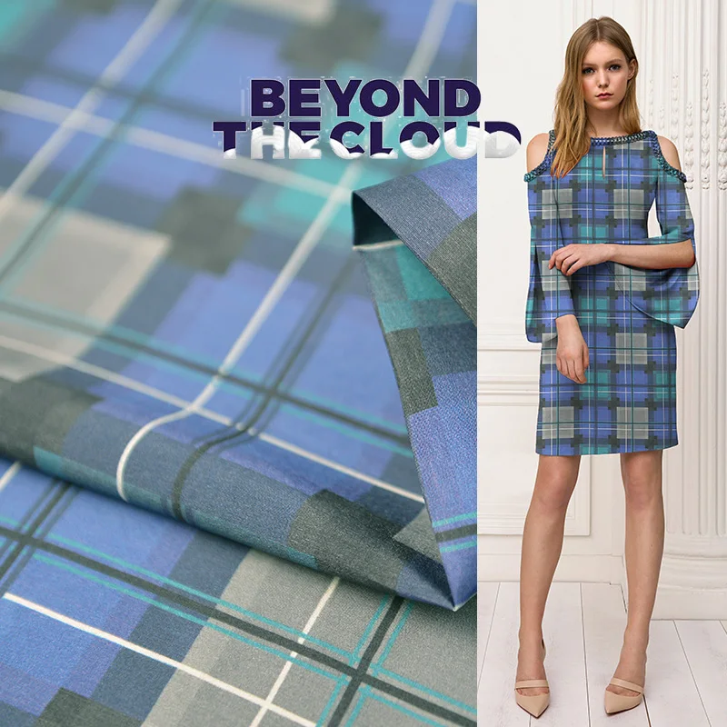 18 весна и осень Новый Ripstop печати 100% Шелковая Двойная Ткань для женское платье 114 см 17 Momme модная ткань DIY