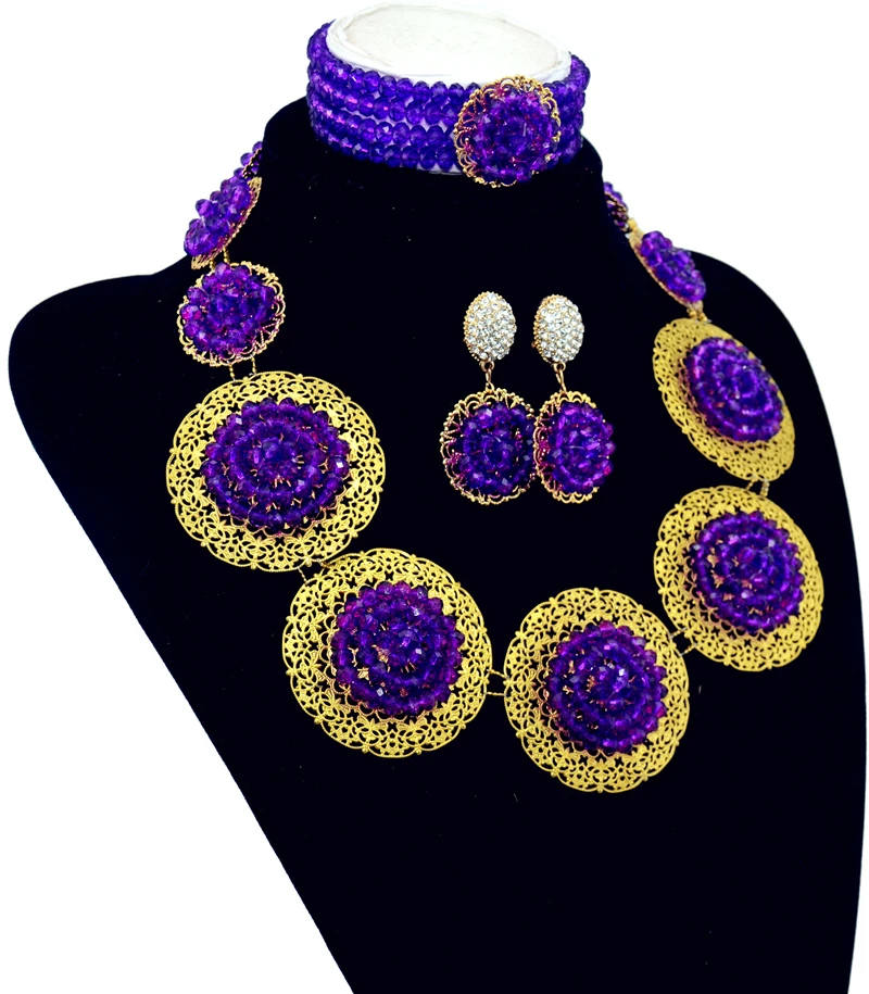 Модный комплект ювелирных изделий из нигерийских и африканских свадебных бусин