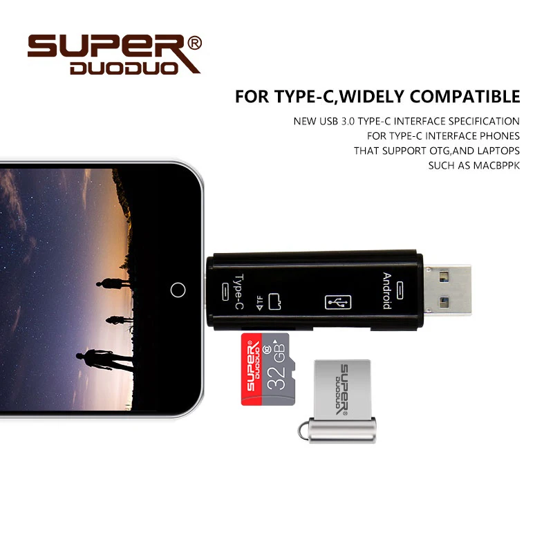 USB 3 0 в 1 картридер Type C Micro флеш накопитель адаптер Коннектор высокоскоростной TF