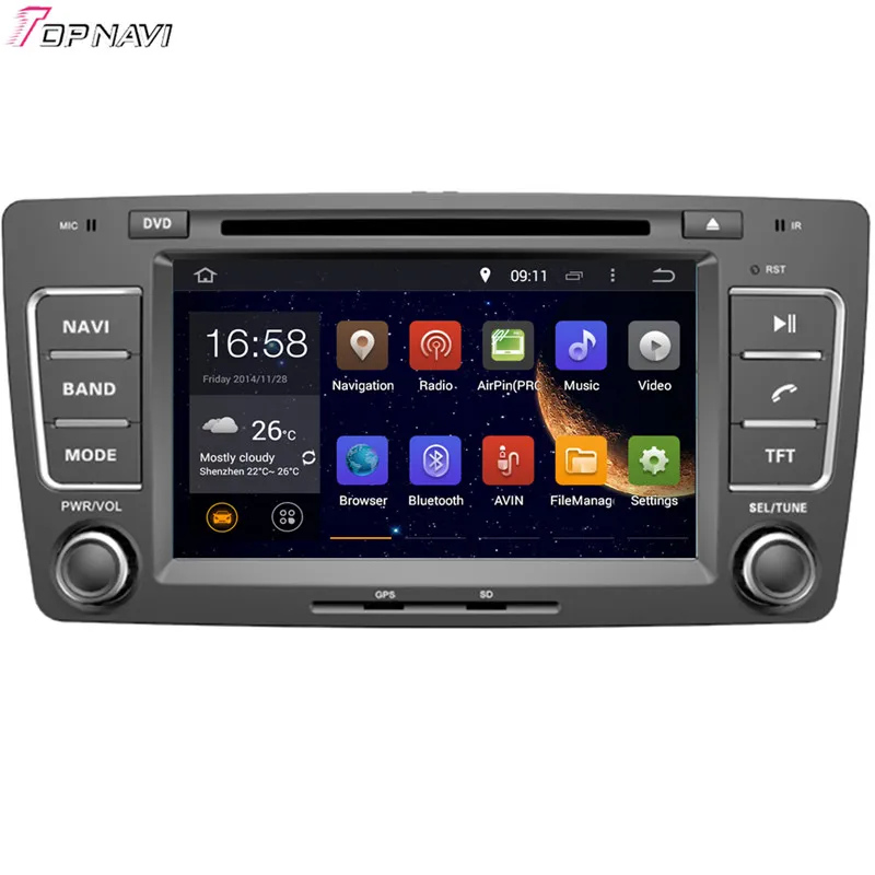 Topnavi 7 ''четырехъядерный Android 6 0 Автомобильный DVD проигрыватель для SKODA OCTAVIA 2013