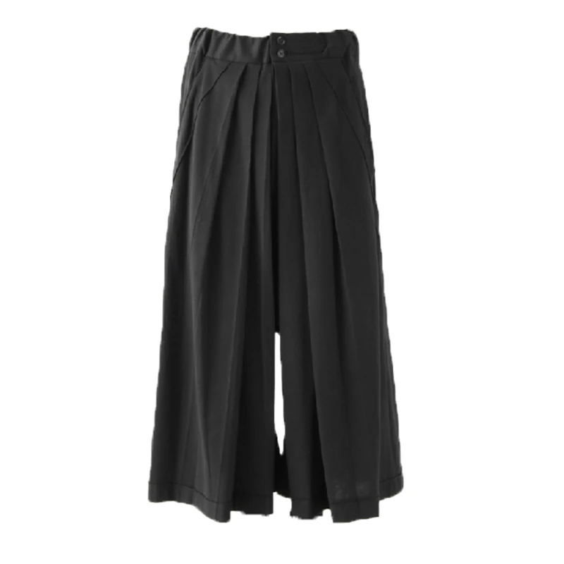 2022 Fashionable men's wide-leg trousers with loose personality design and ruffled skirt trousers 27-44！Plus-size fat man costum