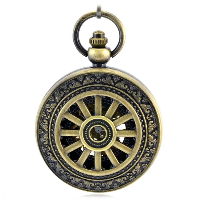 

Antique Red Cross Bronze Retro Automatic Mechanical Pocket Watch Men's Watch Hollow Key Chain Clock Pendant Reloj de Bolso Saat