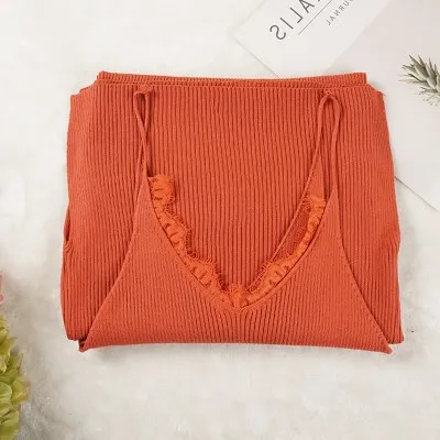 orange Женское платье на бретельках, лето, кружевное вязаное платье с v-образным вырезом, с разрезом, высокая талия, облегающее платье, vestidos mujer - Цвет: orange