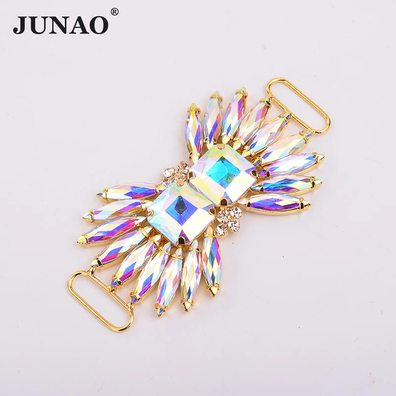 52x100mmCrystalAB JUNAO 155*60 мм шитье шампанское AB стекло стразы цепочка с бахромой Золотой металлической отделкой коготь Кристалл Разъем для одежды аппликация - Цвет: 52x100mmCrystalAB