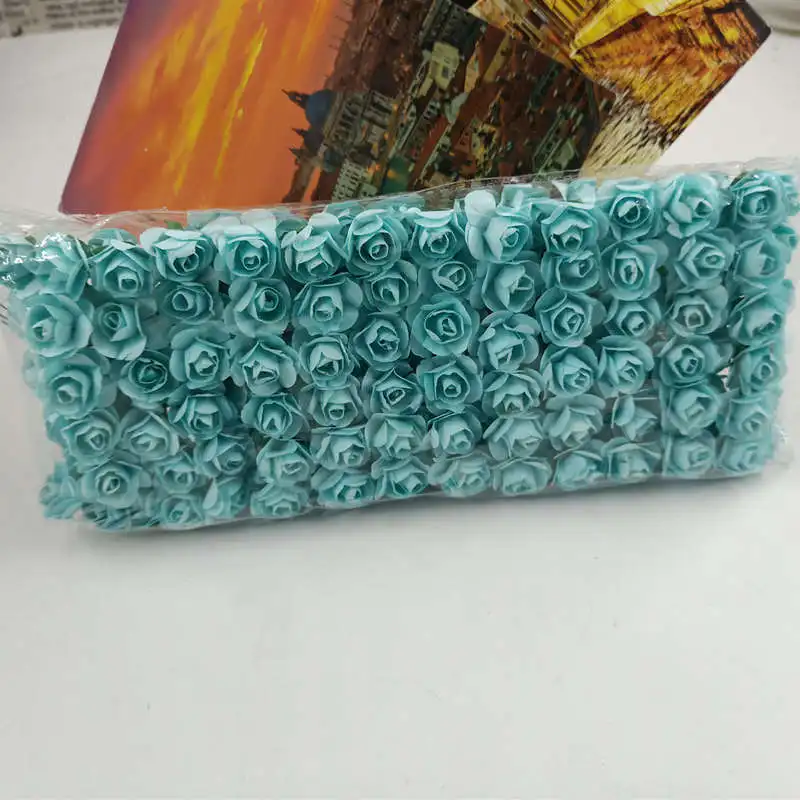 Tiffany Blue 144 шт./лот 1,5 см искусственные розовые маленькие бумажные вечерние товары ручной работы Искусственные цветы Свадебные украшения автомобиля - Цвет: Tiffany Blue
