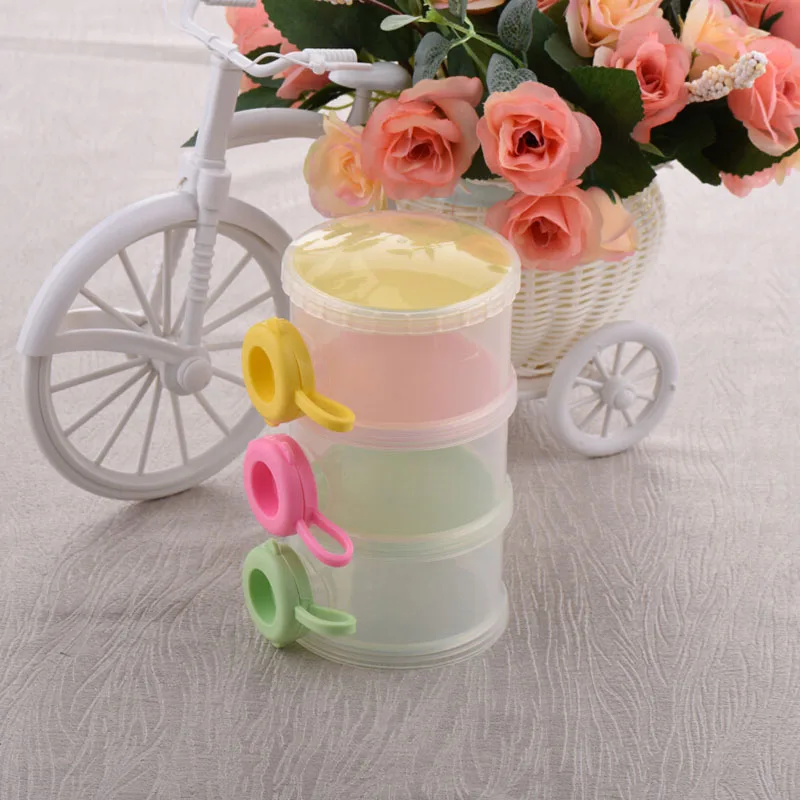 

3 layer transparent Style Portable Baby Food Storage Box Essential Cartoon Milk Powder Boxes Toddle Kids Formula Milk Container
