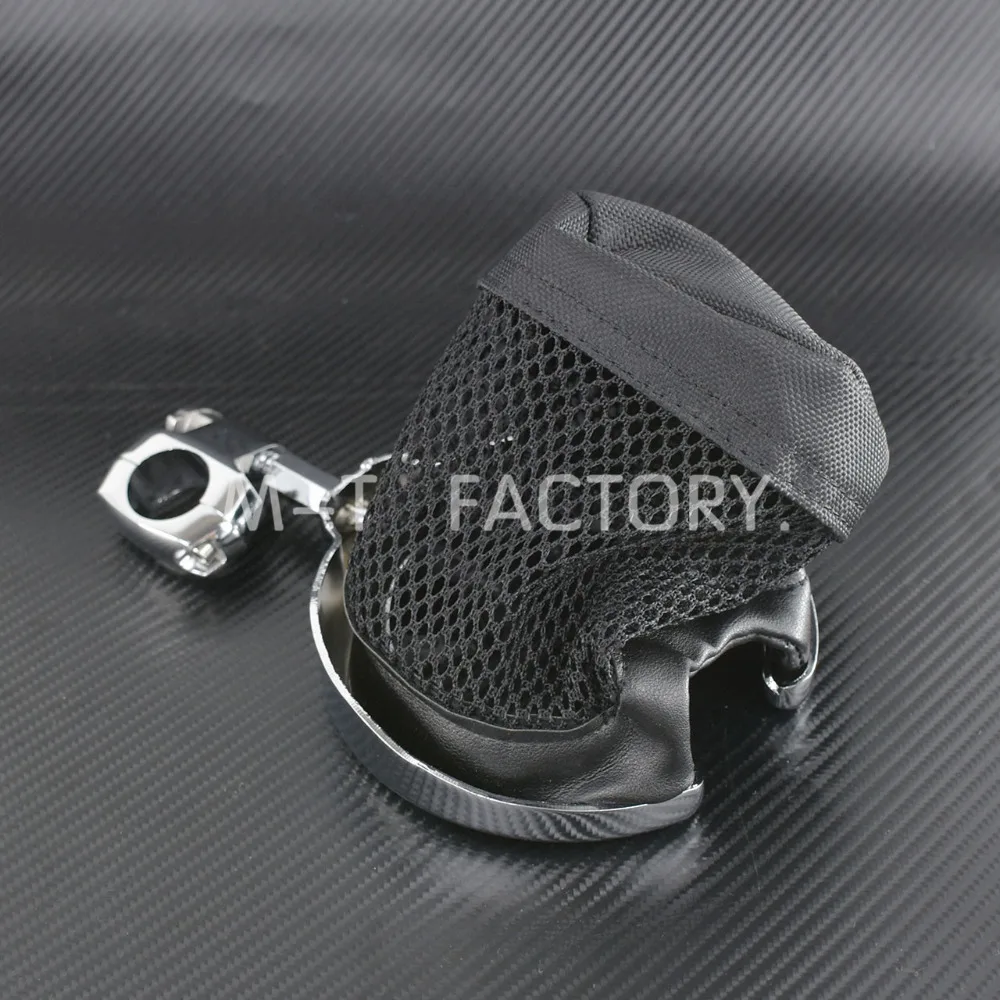 구매 Universal Motorcycle Handlebar Cup Holder Drink Basket Chrome Metal For Harley Touring FXDF Electra Glide Dyna Fat Bob Custom