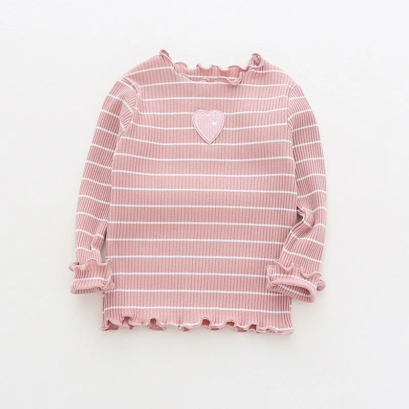 2018 осенние вязаные топы в полоску для маленьких девочек хлопковая футболка с