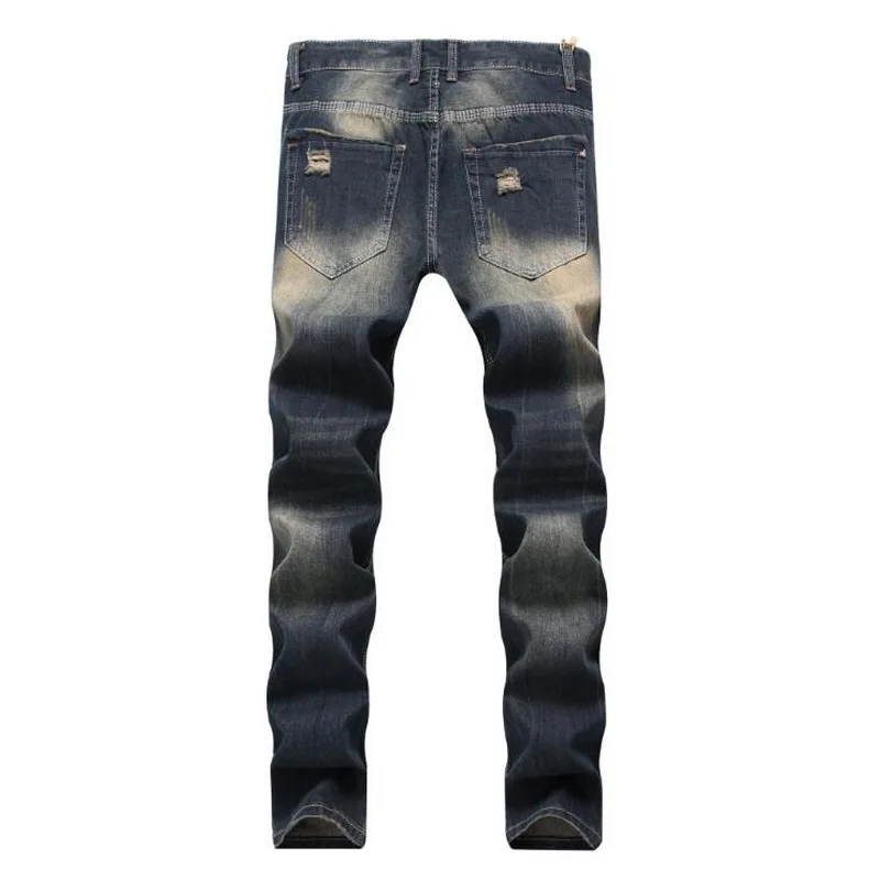 Jeans Men Business Casual Classic Direct Men Business Casual Straight  Jeans Stretch Denim Pants Broken Hole jeans