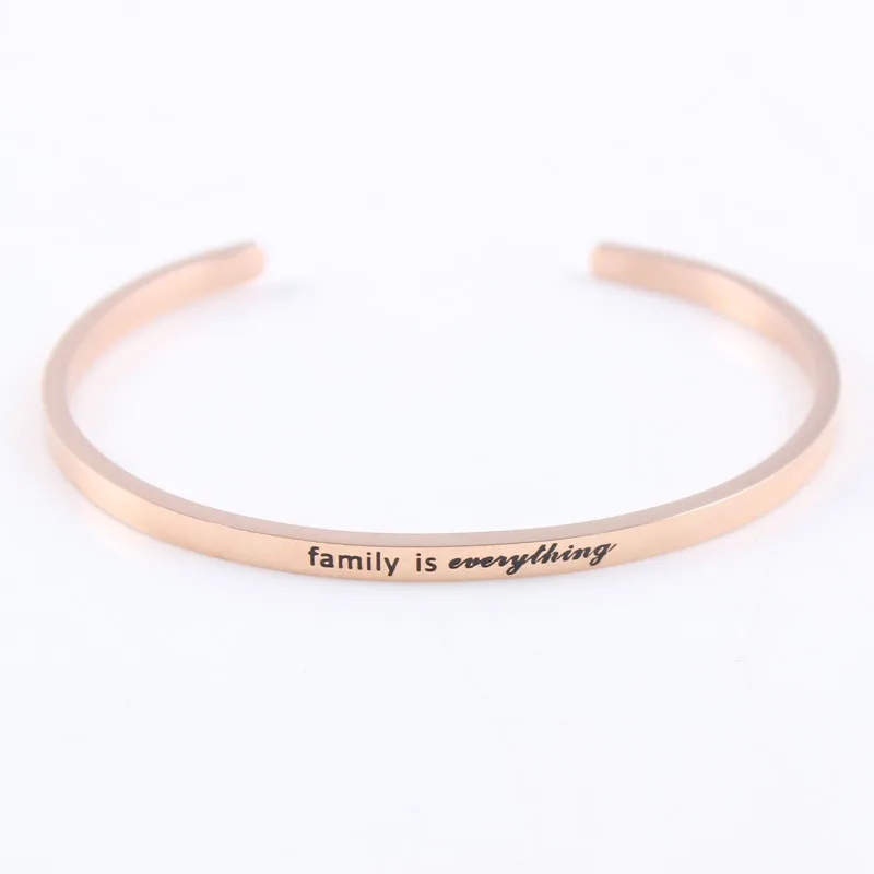 Rose Gold To The Moon And Back 316L Stainless Steel Bangle Engraved Inspirational Quote Cuff Mantra Bracelet for Women | Украшения и