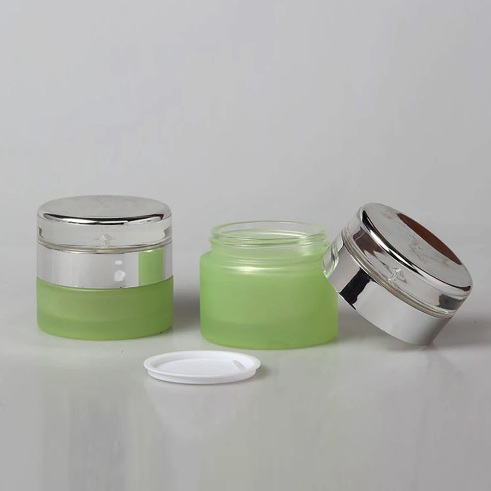 30 г баночка для крема Стекло зеленый матовый Круглый контейнер лица с