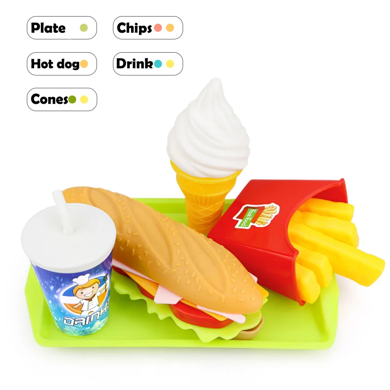 5PCS 2 Дети Моделирование еда гамбургер Hotdog кухня игрушка набор ролевые игры миниатюрные закуски бургер Развивающие игрушки для девочек Малыш - Цвет: 5PCS 2