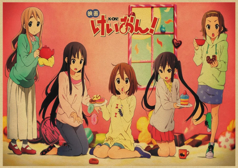 K-ON плакат из крафт-бумаги стикер стены японского аниме плакат из крафт-бумаги s домашний декор комнаты крафт-бумаги наклейки на стену - Цвет: Зеленый