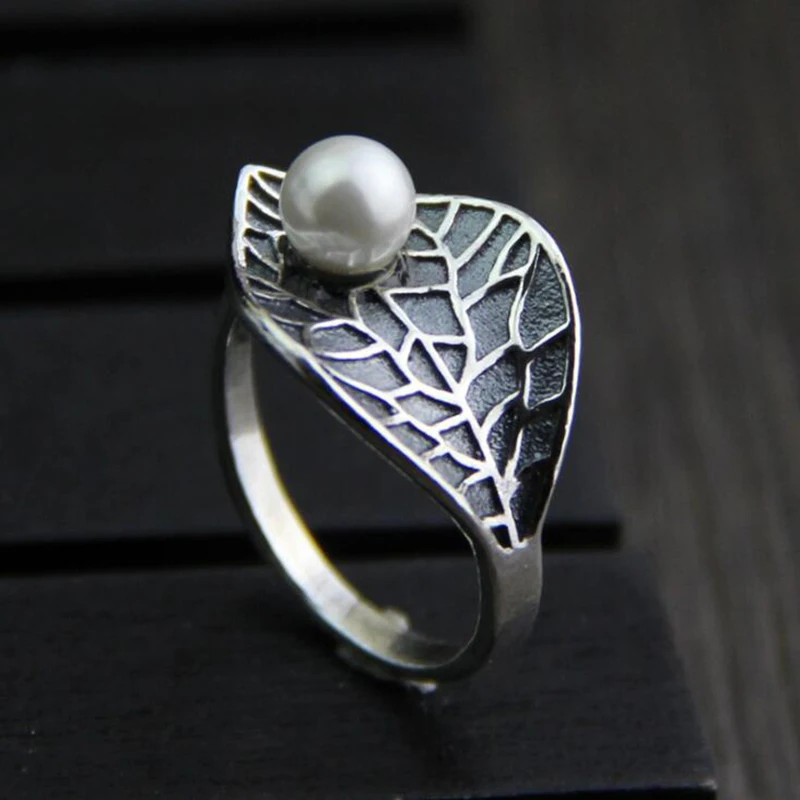 925 пробы серебра открытым кольцо груша на листе уникальный перстень для девочек