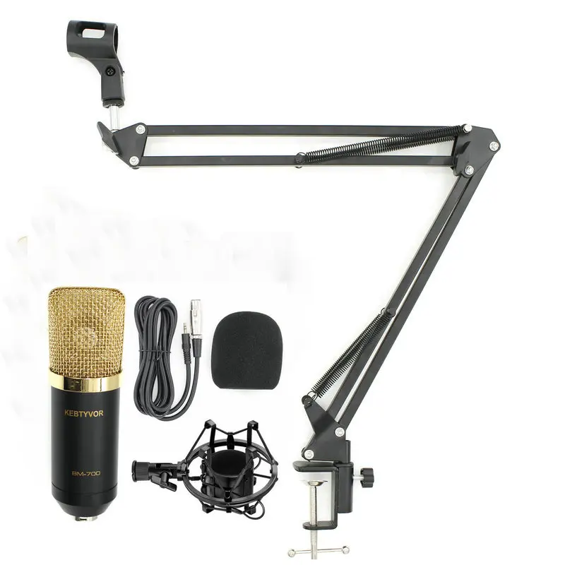 mic and arm stand Phantom power и BM700 емкость профессиональный микрофон студия поддержка шок Поп фильтр для kareoke ПК ноутбук - Цвет: mic and arm stand