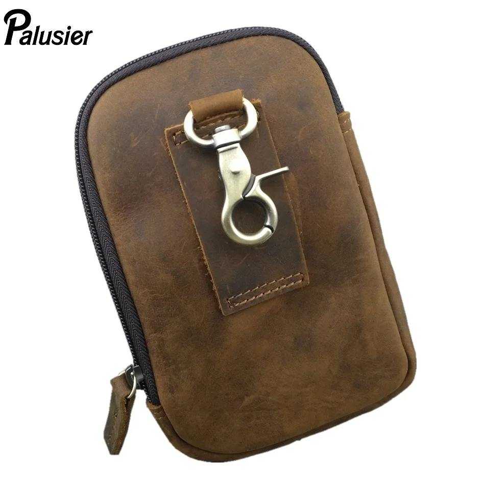 Поясная Сумка из натуральной кожи в стиле ретро для мужчин кошелек воловьей с