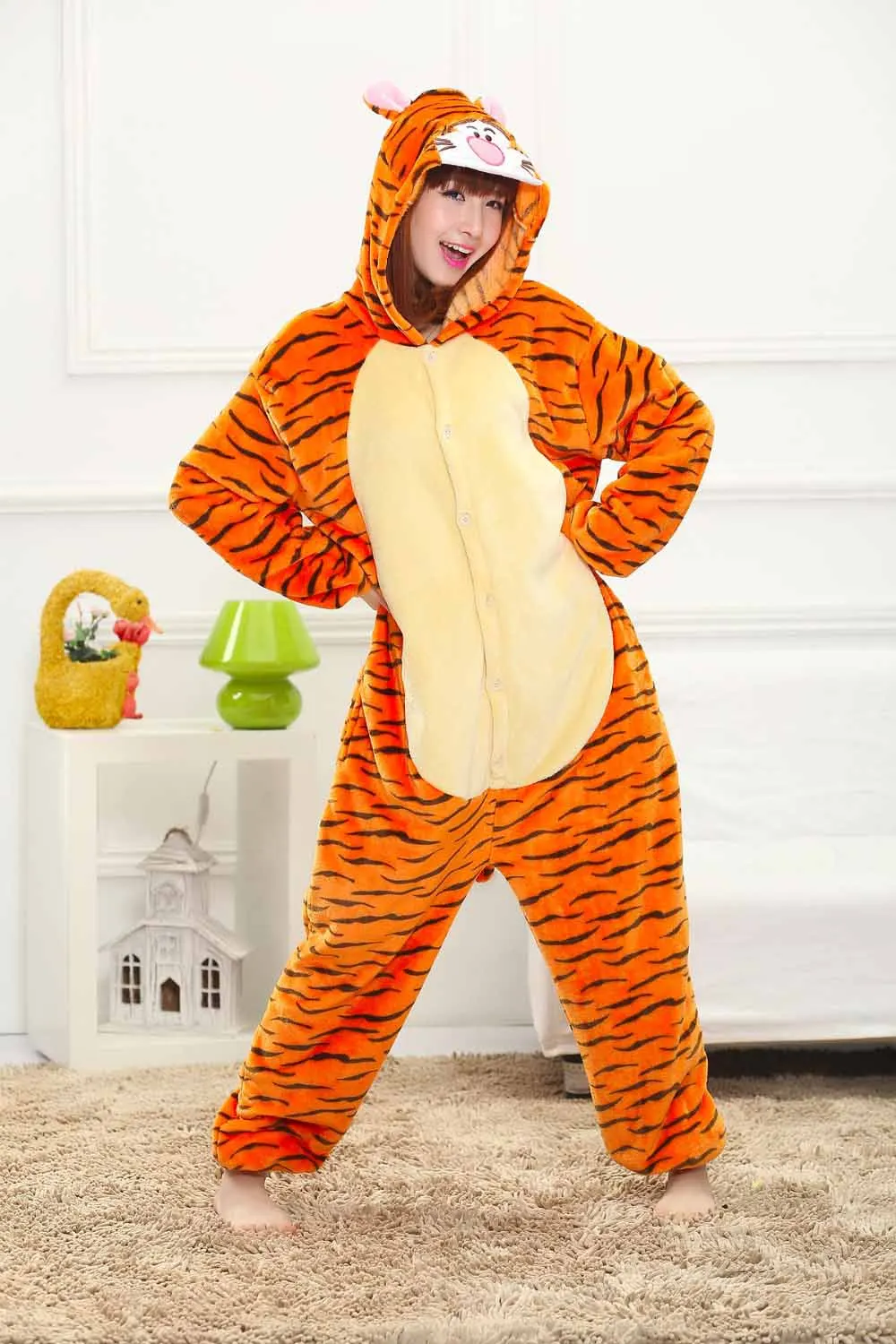 tigger Синий Стич, Рождественский олень, пижамные комплекты, мультяшная Пижама, женская пижама, Фланелевая пижама с животными, единорог, пижама с животными - Цвет: tigger