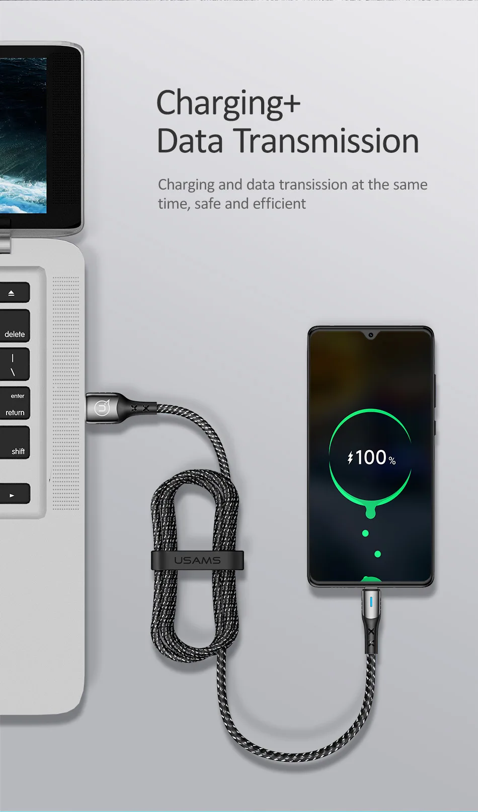 USAMS 5A type-C кабель для huawei mate 20 Pro P20 Lite Supercharge USB C кабель для быстрой зарядки usb type-C кабель для передачи данных OPPO