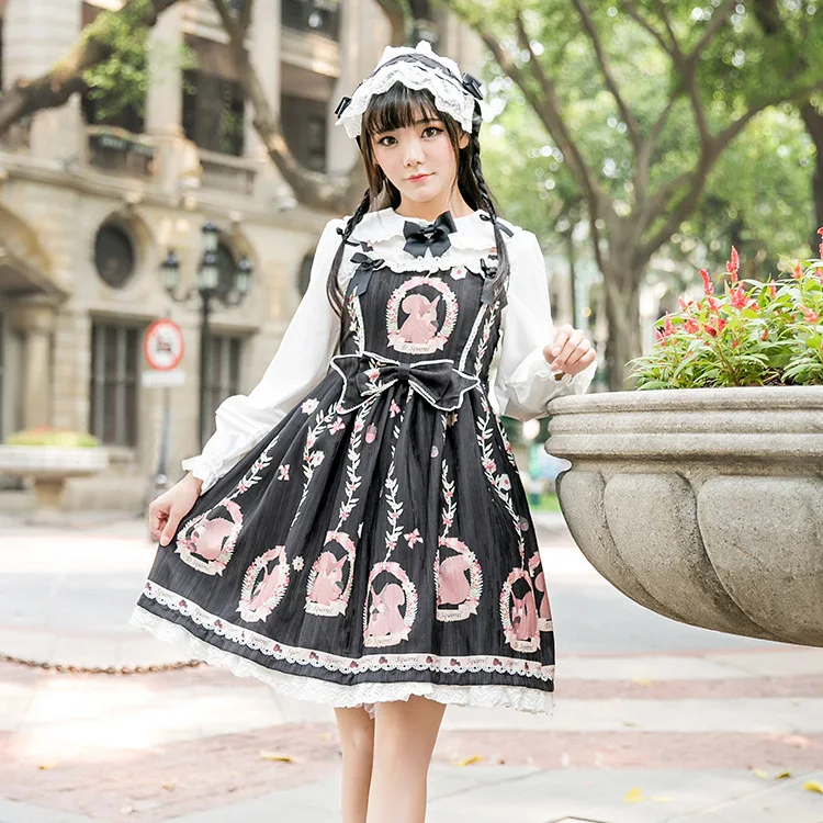 

2019 NEW style Cute Women's Lolita Set Dress Shirt + Dress + headwear High Quality Cosplay Dress Dropshipping