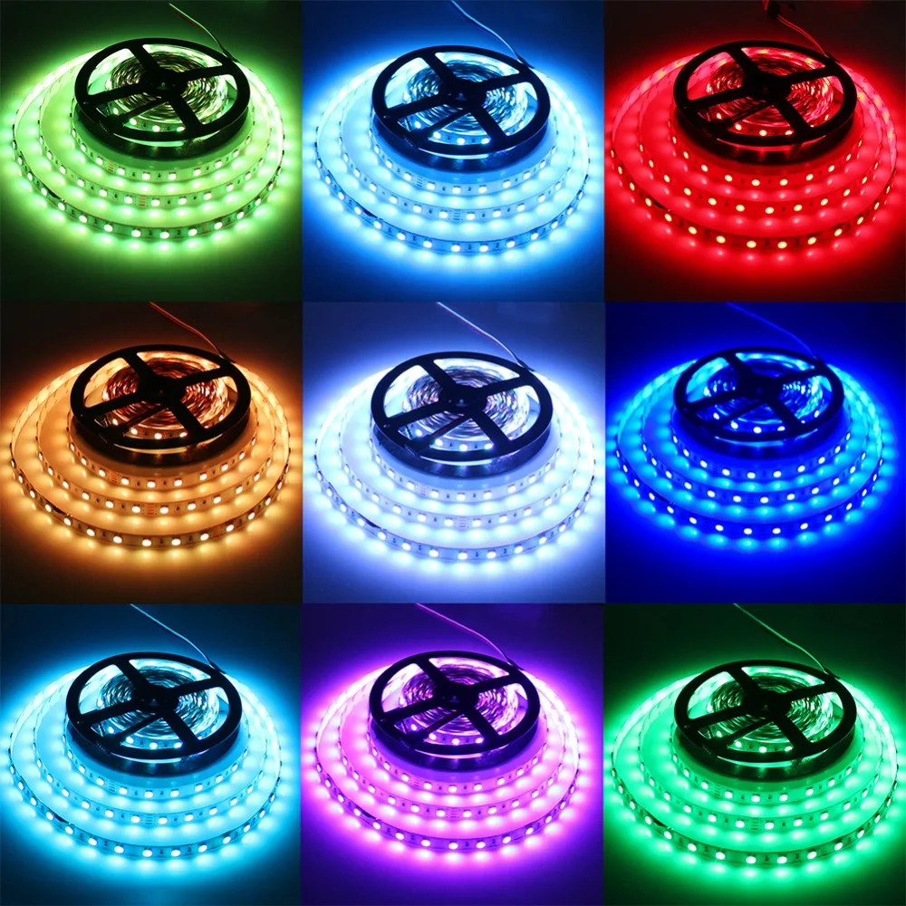 10 м/лот RGB Светодиодная лента 5050 SMD 600LED Гибкая не Водонепроницаемая мм ширина 60