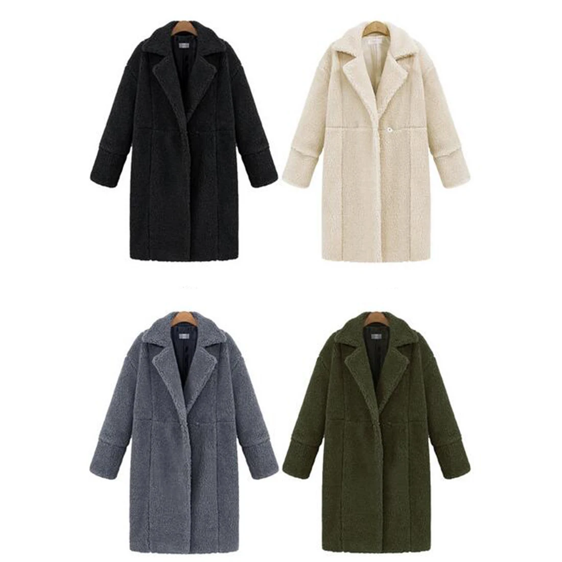 Женские зимние толстые теплые куртки зеленые черные серые искусственная овечья