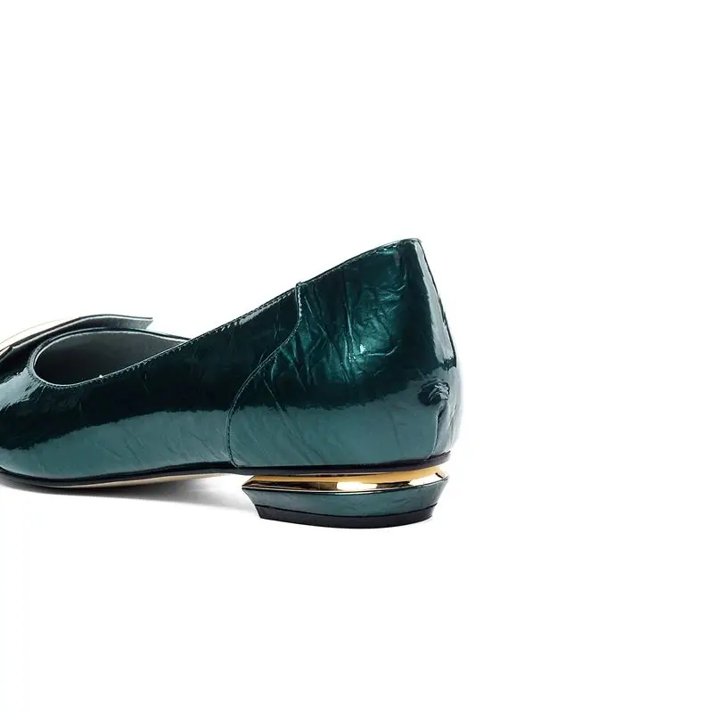 ALLBITEFO full genuine leather low-heeled comfortable office ladies shoes high quality women heels party women shoes size:33-43