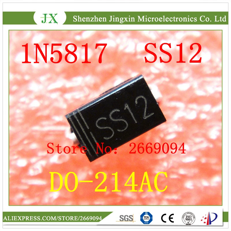 

Бесплатная доставка 200 шт. SMA 1n5817 smd 1A 20V do-214ac Диод Шоттки SS12