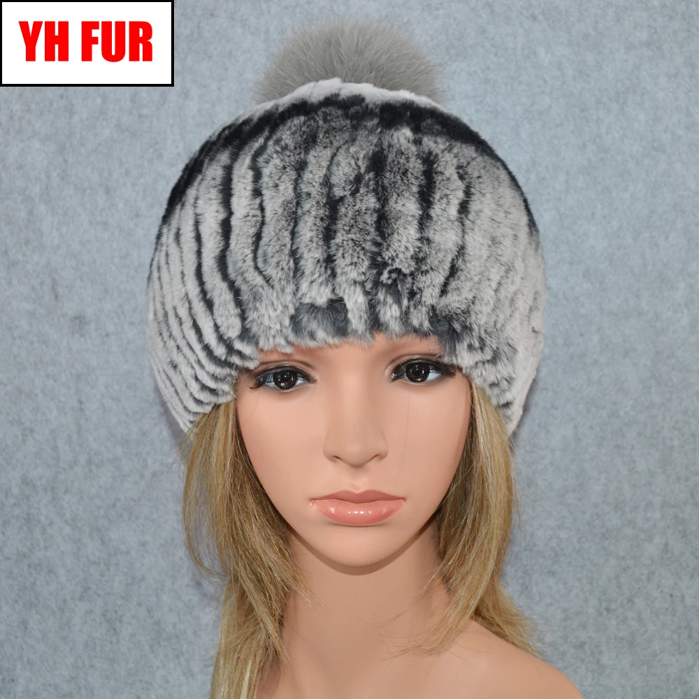 Русская зима натуральный шапка из меха кролика Рекс женские на резинке отделка