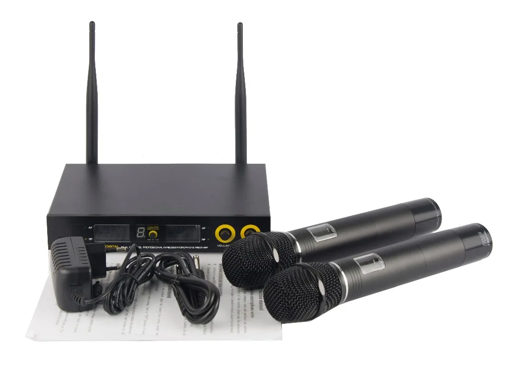 IiiMymic DF-H UHF Беспроводной микрофон Системы со звуковыми эффектами регулировщик 2 канальный ручной микрофон с Экран для ди-джей