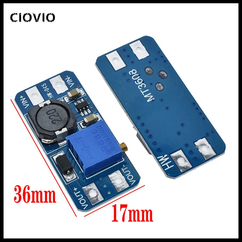 MT3608 Регулируемый повышающий преобразователь напряжения модуль питания 2 А в ~ 24 В