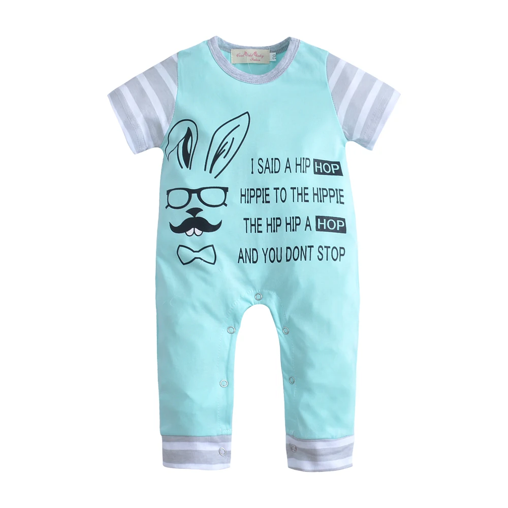 2021 Summer New Newborn Clothes Rabbit Printing Baby Boy Girl Romper Long Sleeve One Piece Suit Infant Clothing Jumpsuit