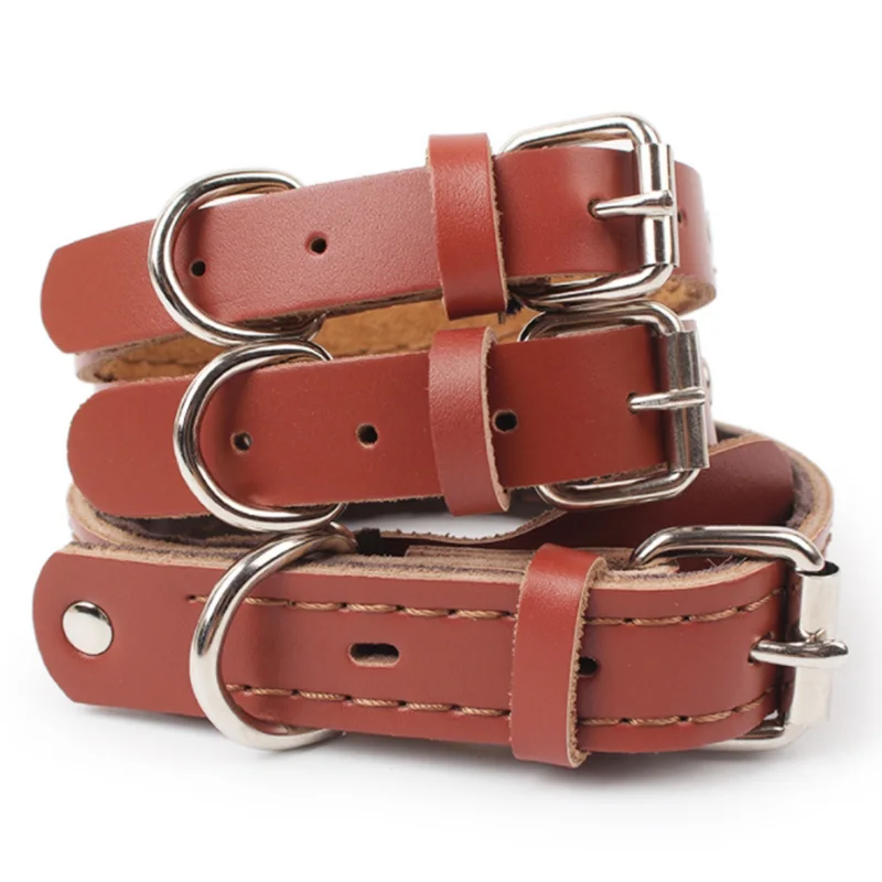 Ошейники для собак из прочной коровьей кожи с регулируемой горловиной и