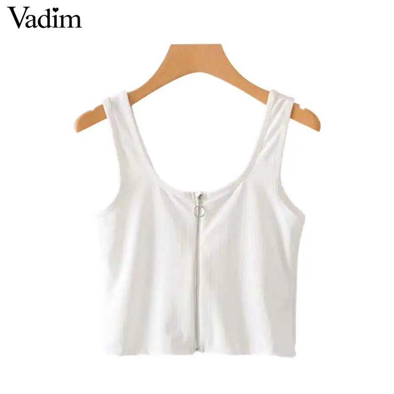 Vadim женские сексуальные черно белые майки на молнии без рукавов с открытой спиной