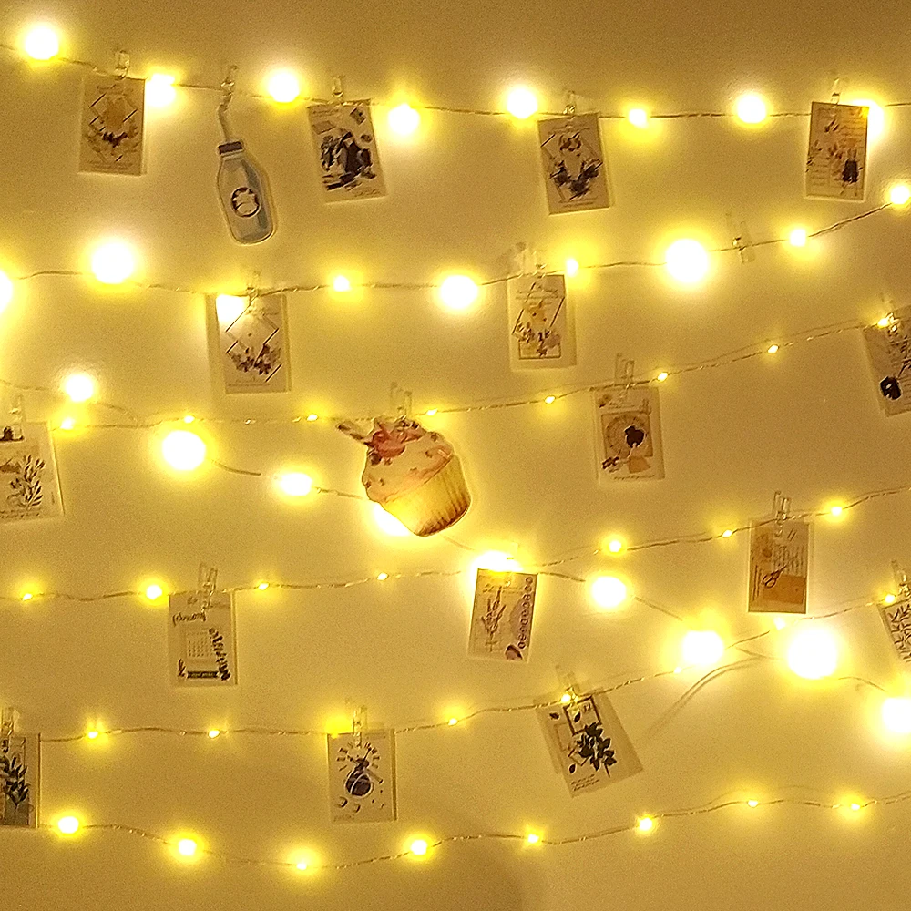 Light Chain Garland Clips Photo Lights Outdoor Indoor guirlande Bedroom Living Room Decoration Party Christmas LED String Lights